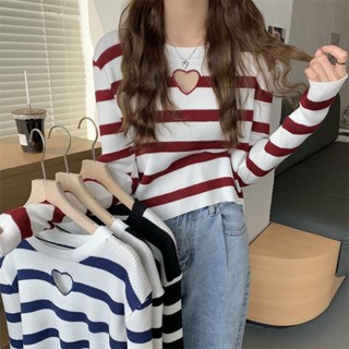 [พร้อมส่ง] เสื้อกันหนาวแขนยาว ทรงหลวม บาง ลายหัวใจ สไตล์เกาหลี แฟชั่นฤดูใบไม้ผลิ และฤดูใบไม้ร่วง สําหรับผู้หญิง 2022