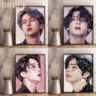 Drofe 【40*50 ซม.】ภาพวาดสีน้ํามันอะคริลิค ตามตัวเลข รูปศิลปินเกาหลี BTS แฮนด์เมด สําหรับตกแต่งบ้าน DIY