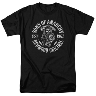 เสื้อยืดผ้าฝ้ายพิมพ์ลายแฟชั่น Sanc6 {พร้อมส่ง เสื้อยืดผ้าฝ้าย 100% พิมพ์ลาย Anarchy Sons Of Redwood โอเวอร์ไซซ์ ไซซ์ XS-