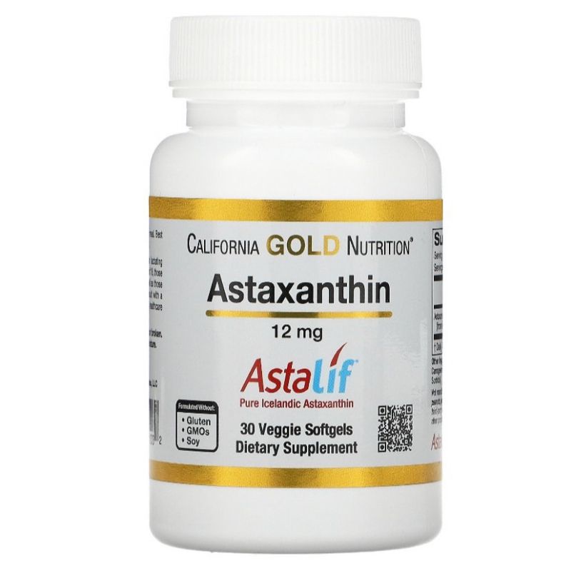 ภาพหน้าปกสินค้า(พร้อมส่ง) California Gold Nutrition Astaxanthin Astalif Pure Icelandic 12 mg ขนาด 30 และ 120 Veggie Softgels จากร้าน vitaminusashops บน Shopee