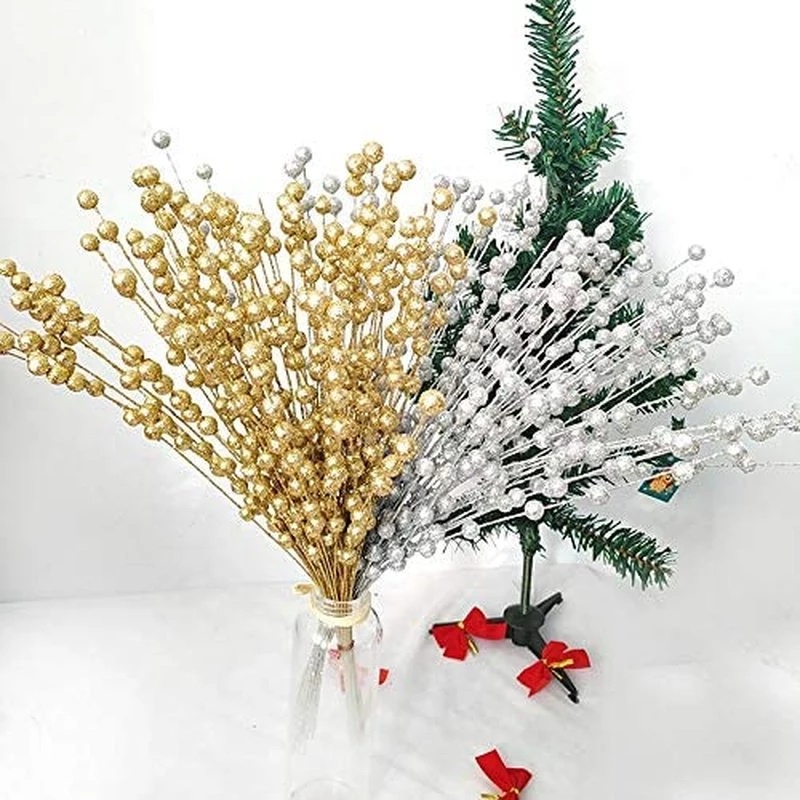 ช่อดอกเบอรี่ประดิษฐ์-โฟมกลิตเตอร์-สีทอง-สําหรับตกแต่งบ้าน-งานแต่งงาน-ปาร์ตี้คริสต์มาส-diy
