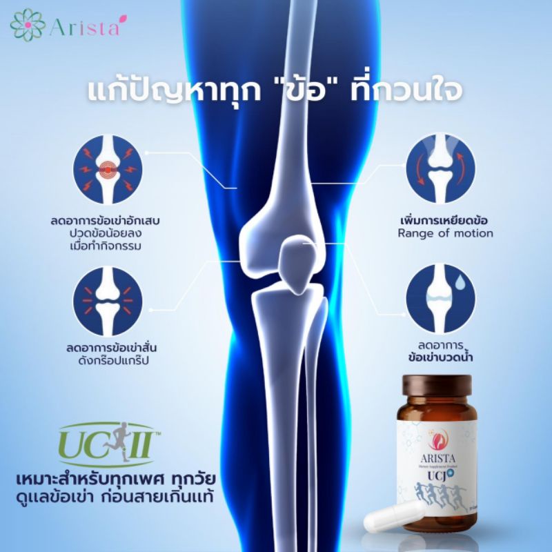 ภาพสินค้าอริสต้า UCJ Plus อาหารเสริมนวัตกกรมเพื่อช่วยลดการอักเสบข้อเข่าเสื่อม ข้อต่ออักเสบ จากร้าน aristaofficialshop บน Shopee ภาพที่ 2