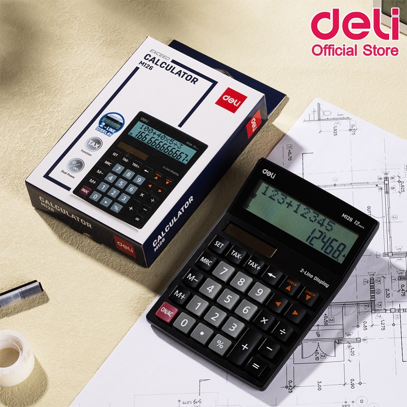 deli-m126-calculator-12-digit-เครื่องคิดเลขพลาสติก-tax-แบบตั้งโต๊ะ-12-หลัก-รับประกัน-5-ปี-เครื่องคิดเลข-เครื่องคิดเลขตั้งโต๊ะ