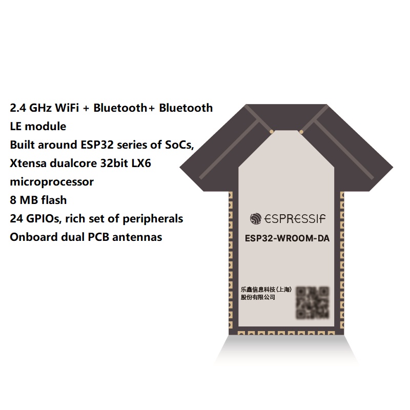 ESP32WROOMDA Module, Dual Core WiFi & Bluetooth Module Bidirectional