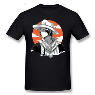 เสื้อผู้ชายเท่ ญี่ปุ่นอะนิเมะ One Piece ลูฟี่ Portgas D Ace Tshirt เสื้อยืดผ้าฝ้าย 100% เสื้อยืดแขนสั้นเสื้อยืดลําลองเสื