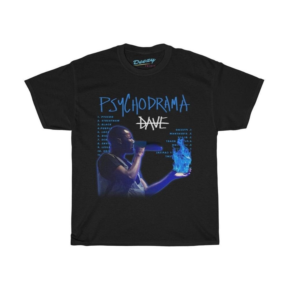 เสื้อเบลาส์ เดฟ Psychodrama เสื้อ Bootleg Rap Tee แขนสั้น Unisex สีดํา ...