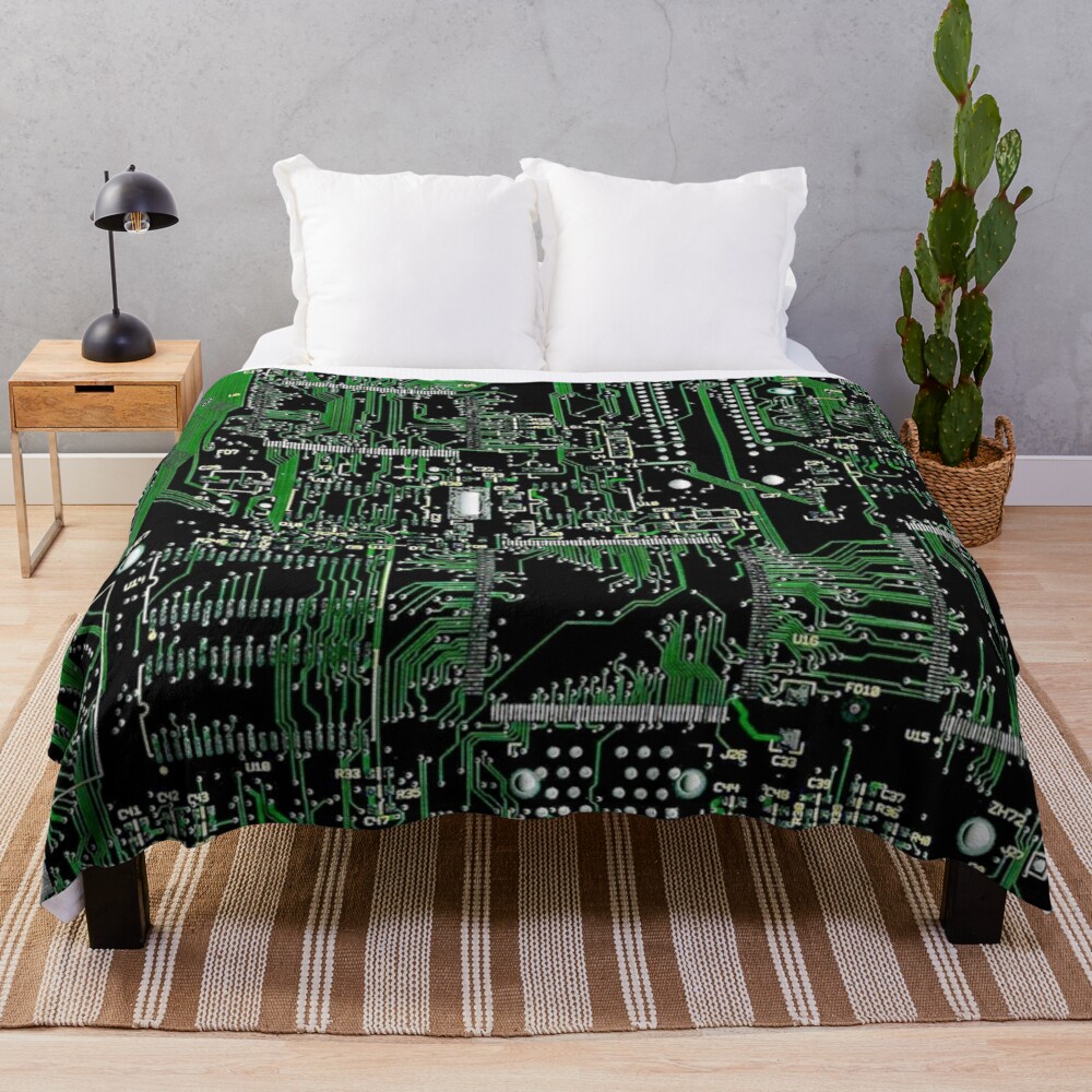 circuit-board-green-throw-blanket-blanket-luxury-brand