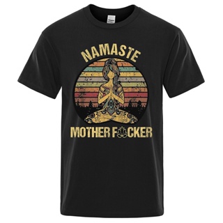 เสื้อยืดแขนสั้น ผ้าฝ้าย พิมพ์ลาย Namaste Mother Explicit สไตล์วินเทจ ฮาราจูกุ สําหรับผู้ชายS-5XL