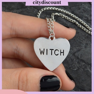 &lt;citydiscount&gt;  City✲ เครื่องประดับ สร้อยคอจี้หัวใจ ลายตัวอักษร Witch สำหรับผู้หญิง