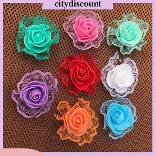 &lt;citydiscount&gt;  City✲10Pcs Artificial Rose Lace Head Wedding Decor DIY Handmade Craft Wreath Flower