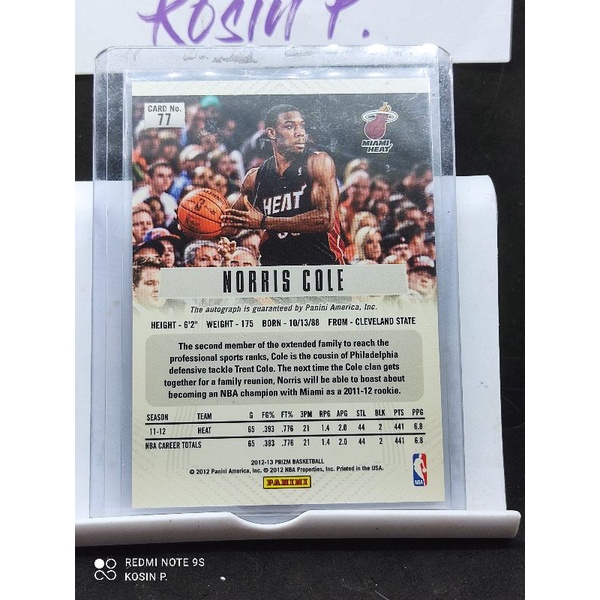 การ์ดลายเซ็นต์-norris-cole-miami-heat-panini-prizm-2012-สภาพสวย-สำหรับสะสม-นักสะสม-ไม่ควรพลาด