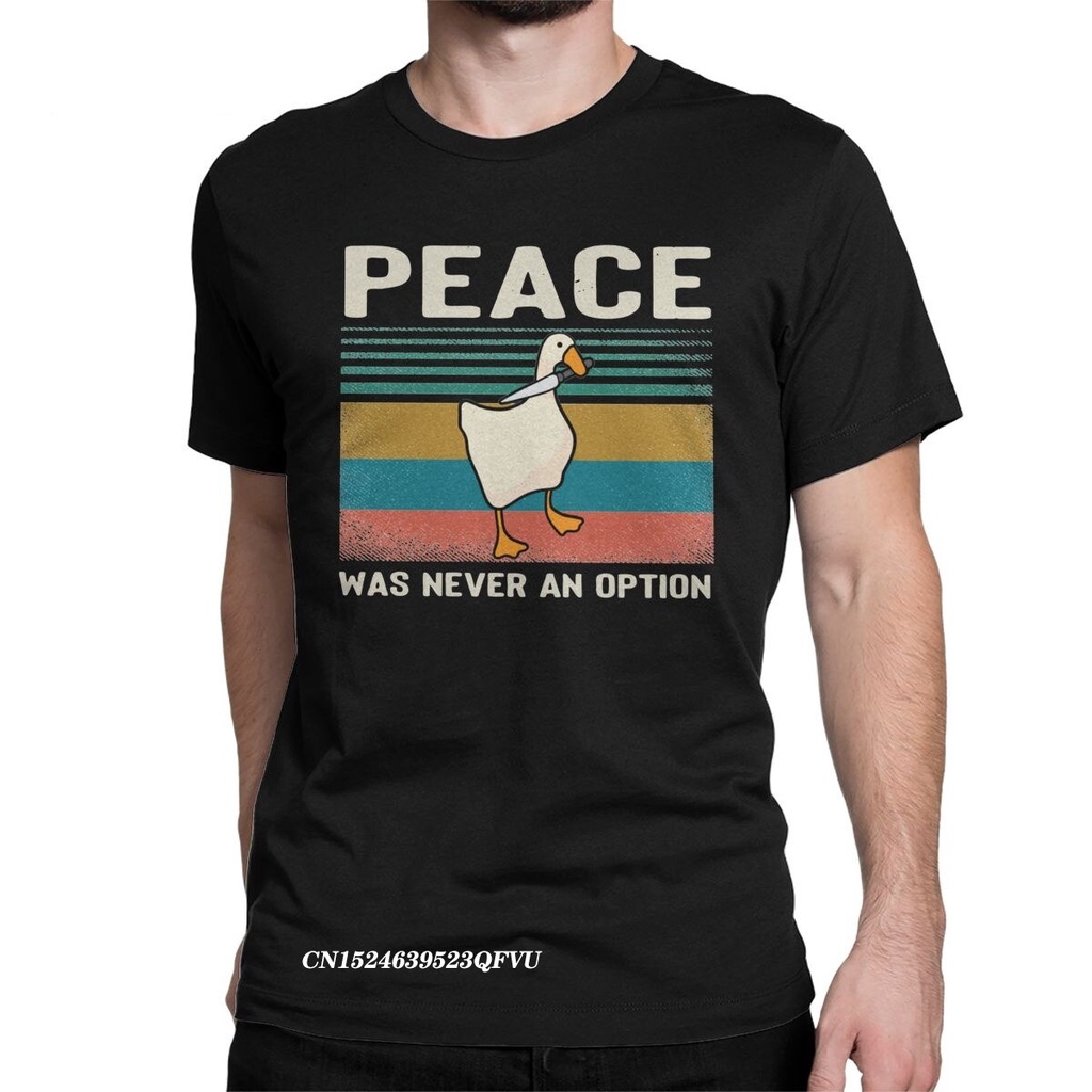 เสื้อยืดน่ารักๆ-วินเทจ-vrede-was-nooit-een-optie-อารมณ์ขันอิกนิสเช่-eend-tee-เสื้อแมนเนนลูกเรือคอพรีเมี่ยม-katoen-tshirt