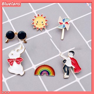 Bluelans เข็มกลัด รูปกระต่าย หน้ายิ้ม ขนาดเล็ก สีรุ้ง สําหรับตกแต่งเสื้อโค้ท กระเป๋าเป้สะพายหลัง