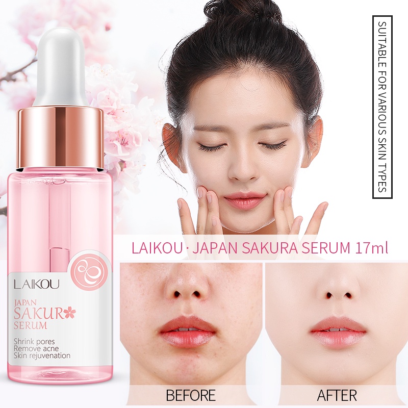 laikou-sakura-เซรั่มไวท์เทนนิ่ง-ให้ความชุ่มชื้น-ลดรูขุมขน-ขนาด-17-มล-30-มล