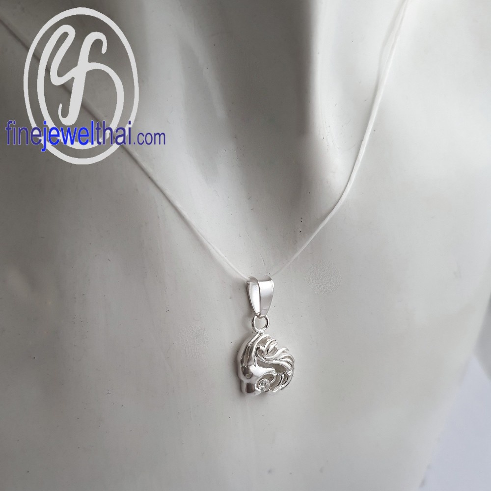 finejewelthai-จี้ราศี-ราศีสิงห์-จี้เพชรสังเคราะห์-จี้เงินแท้-leo-silver-pendant-p1169cz00