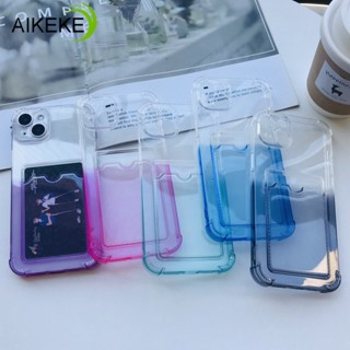 เคสโทรศัพท์มือถือแบบนิ่ม TPU ใส พร้อมช่องใส่บัตร ไล่โทนสี สําหรับ Samsung Galaxy A01 Core M01 Core A3 Core J2 J5 J7 Grand Prime J4 J6 Plus J4