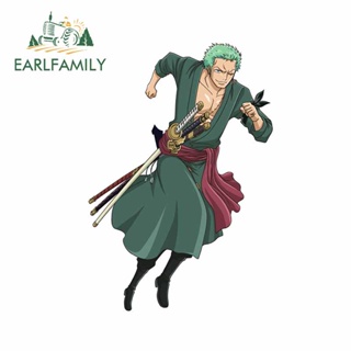 Earlfamily สติกเกอร์ ลาย Zoro One Piece 3D กันน้ํา 13 ซม. x 9 ซม. สําหรับติดตกแต่งหน้าต่างรถยนต์ รถจักรยานยนต์ DIY