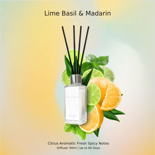 ก้านหอม ปรับอากาศ Diffuser กลิ่น Lime Basil &amp; Mandarin 50ml ฟรี!! ก้านไม้กระจายกลิ่น (ไม่มีกล่อง) (no box)
