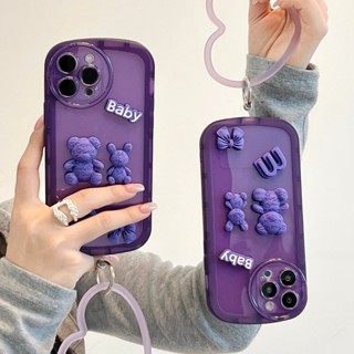 เคสโทรศัพท์มือถือ ลายกระต่ายหมี 3D พร้อมสายคล้องมือ สําหรับ A3s A5 A12E A8 A31 A9 2020 A15 A16 A52 A55 A56 A92 A72 A76 A77 Reno 7Z 8 pro A96