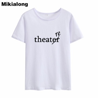 เสื้อยืดถูกๆ Mikialong 2018 tiyatro komik kadın gömlek Tops Harajuku Kawaii mektup baskılı tişört kadın T Shirt yaz Stre
