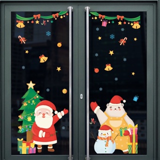 【Zooyoo】สติกเกอร์ติดผนัง ลายการ์ตูนซานต้า สโนว์แมน หมีขั้วโลก สําหรับตกแต่งบ้าน กระจก หน้าต่าง ประตู
