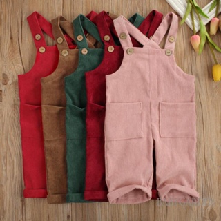 Babygarden- ชุดรอมเปอร์ และกางเกง ผ้าลูกฟูก สีพื้น ปรับได้ สําหรับเด็กทารก 6 เดือน - 5 ปี
