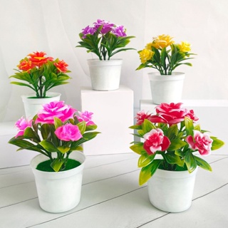 【AG】Potted Plant Lifelike Artificial Plastic Simulation Flowers Pot for Home