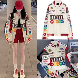 📌ทักก่อนสั่ง📌 เสื้อแจ็คเก็ต ลาย m&amp;m  งานปัก oversize อก50”  Runway