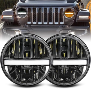 【พร้อมส่ง】ไฟหน้า Led ทรงกลม 7 นิ้ว พร้อมไฟหน้า DRL Hi Lo Beam คุณภาพสูง สําหรับรถยนต์ออฟโร้ด Lada Niva 4X4 Jeep Wrangler TJ JK LJ TJ