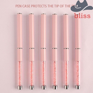 Bliss แปรงปากกาอะคริลิค 3D ด้ามจับพลอยเทียม ทรงวงรี สีชมพู สําหรับตกแต่งเล็บเจล UV