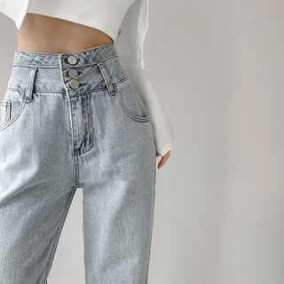 Kaola กางเกงขายาวผู้หญิง กางเกงยีนส์เอวสูง ตรง สไตล์เกาหลี แฟชั่นใหม่ SL2019