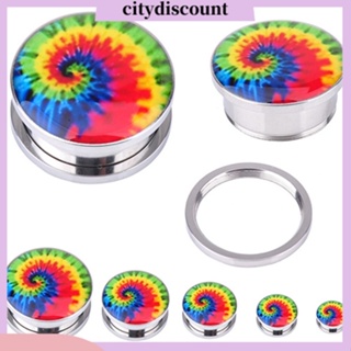 <citydiscount> 1 Pair Unisex Stainless Steel Ear ต่างหู ระเบิดหู Tunnels