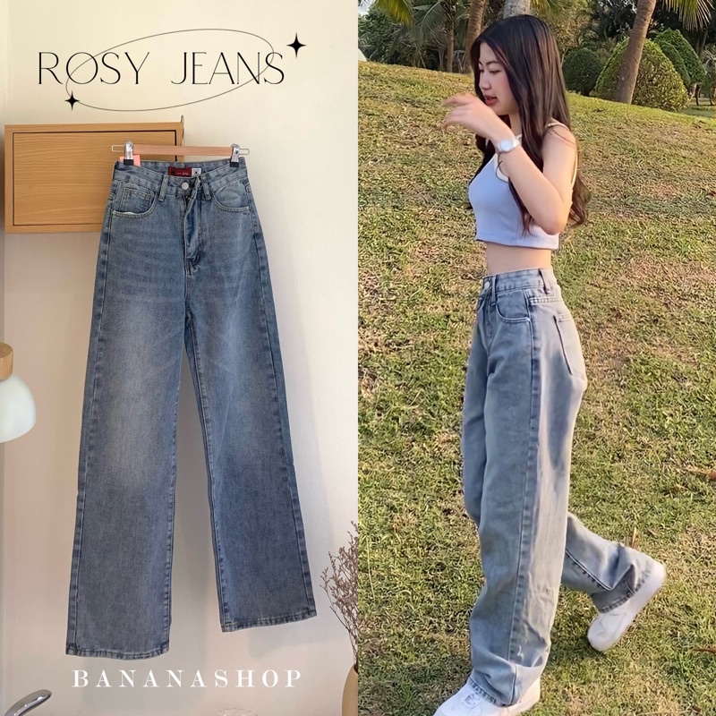 ภาพหน้าปกสินค้าROSY JEANS : กางเกงทรงกระบอกสไตล์เกาหลี จากร้าน bananashoopp บน Shopee