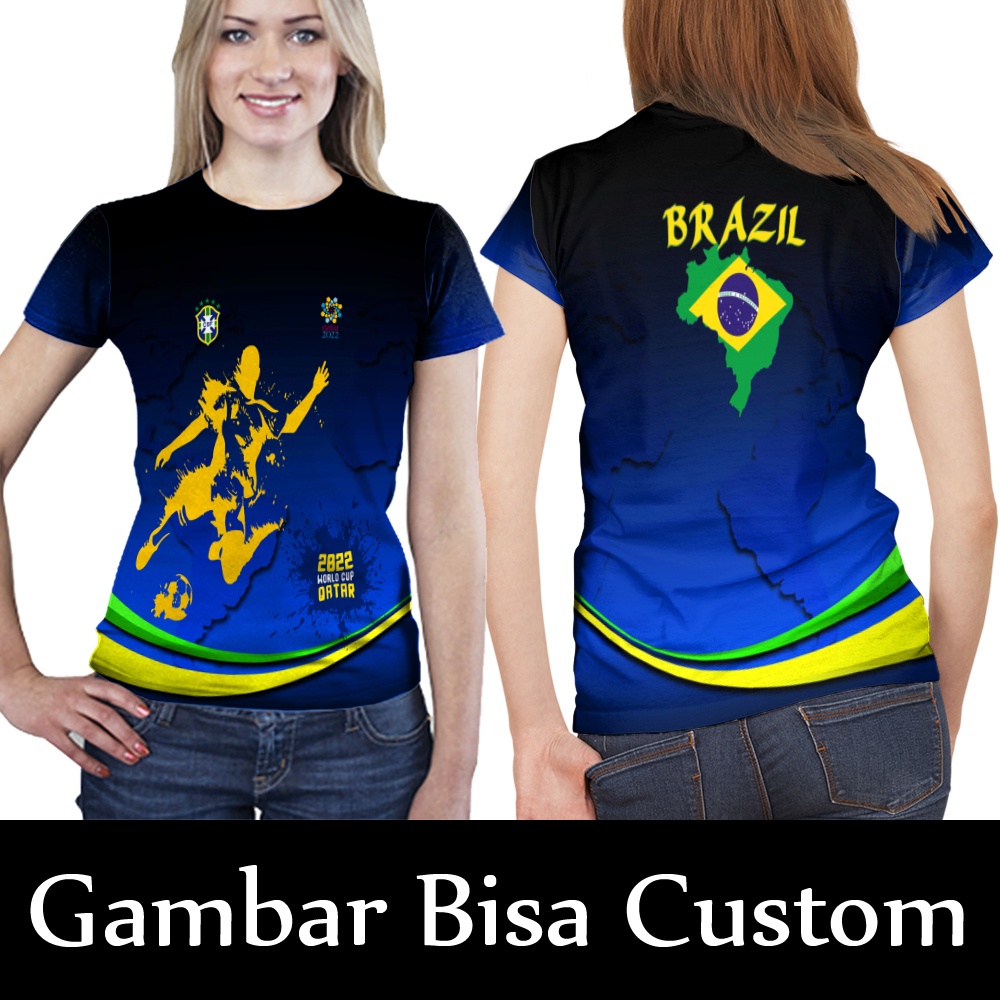 เสื้อกีฬาแขนสั้น-ลายทีมฟุตบอลโลก-brazil-สําหรับผู้หญิง-2022