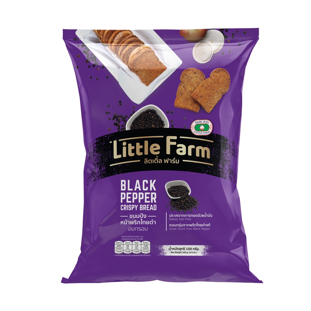 ภาพหน้าปกสินค้าขนมปังหน้าพริกไทยดำ ลิตเติลฟาร์ม / Little Farm Black Pepper Bread 100 G