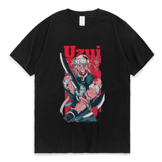 เสื้อวินเทจชาย Demon Slayer Uzui Tengen เสื้อยืด Korte Mouwen Mannen Vrouwen Zomer Ronde Hals แฟชั่นอะนิเมะเสื้อยืด Kled