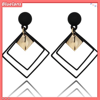 bluelans♘Fashion Women Double Rhombus Alloy Long Pendant Eardrop Earrings Party Jewelry