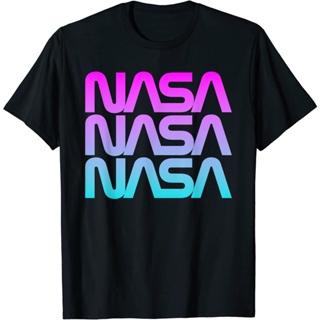 เสื้อยืดโอเวอร์ไซส์เสื้อยืด ลายหนอน NASA ไล่โทนสีพาสเทล สไตล์วินเทจ ยุค 70s 80s สําหรับผู้ชาย และผู้หญิงS-3XL