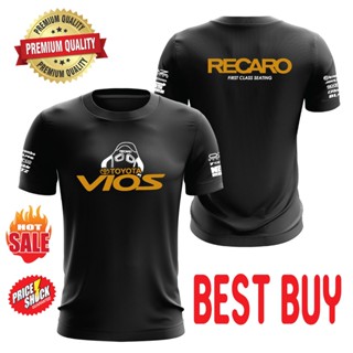 เสื้อยืดผ้าฝ้ายพิมพ์ลายแฟชั่น เสื้อยืด ผ้าฝ้าย 100% พิมพ์ลาย Recaro Toyota Vios สําหรับทุกเพศ XS - 3XL