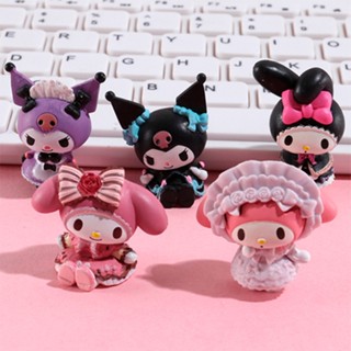 โมเดลตุ๊กตาการ์ตูนอนิเมะ My Melody Kuromi น่ารัก สําหรับตกแต่งเค้ก DIY จํานวน 5 ชิ้น ต่อชุด