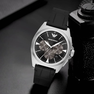 (ผ่อน0%) นาฬิกาชาย Emporio Armani Chronograph Black Leather Watch AR11430 ✔️หน้าปัด 41 มม. สายหนังสีดำ
