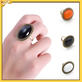 (Athena) แหวนหินอัญมณีธรรมชาติ ฝังอัลลอย ทรงวงรี ขนาดใหญ่ ปรับได้ สําหรับออกเดท