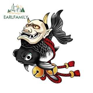 Earlfamily สติกเกอร์ไวนิล ลายการ์ตูนอนิเมะ Goldfish Ghost Mask ขนาด 13 ซม. x 11.9 ซม. สําหรับติดตกแต่งหน้าต่างรถยนต์ รถจักรยานยนต์