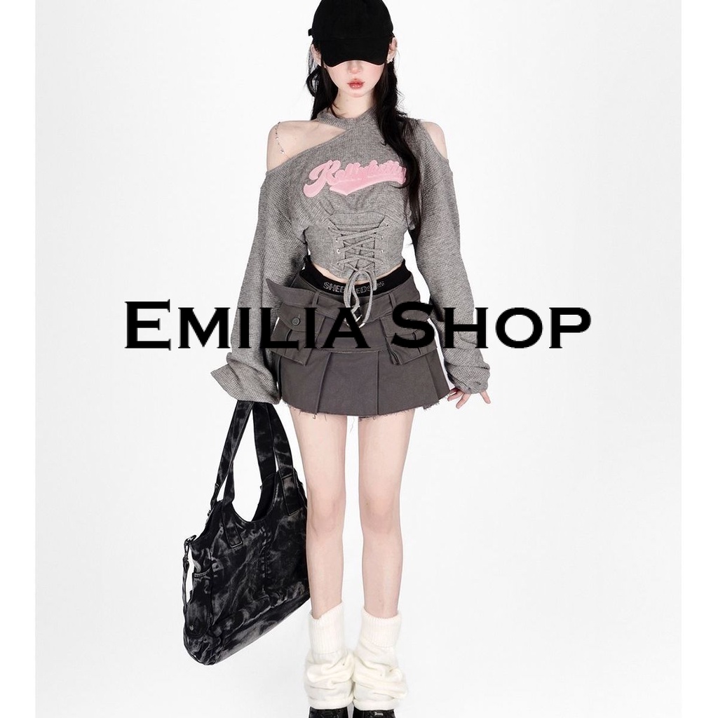 emilia-shop-เสื้อครอป-เสื้อผ้าแฟชั่นผู้หญิง-2022-ใหม่-ทันสมัย-fashion-สวยงาม-คุณภาพสูง-es220244-36z230909