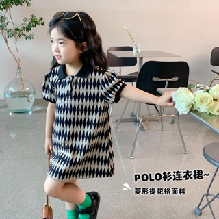 Onekid🚚[คุณภาพสูง] เสื้อผ้าเด็กผ้าฝ้าย100% สำหรับเด็กผู้หญิงเด็กเล็กกลางและเด็กเล็กปี2022ชุดเดรสยาวปานกลางคอ POLO สไตล์