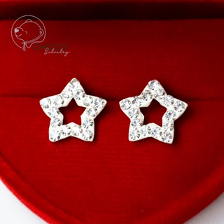 (S925) ต่างหูดาวเงินแท้ เพชร CZ ET88 Sterling Silver Star Stud Earrings