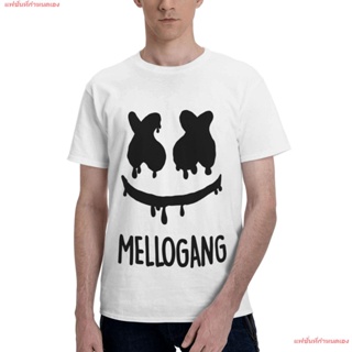 แฟชั่นที่กำหนดเอง มาร์ชแมลโล DJ Disc Jockey ดีเจ ดนตรี Mellogang T-Shirt Tee Mens Basic Short Sleeve T-Shirt ผู้ชาย เสื