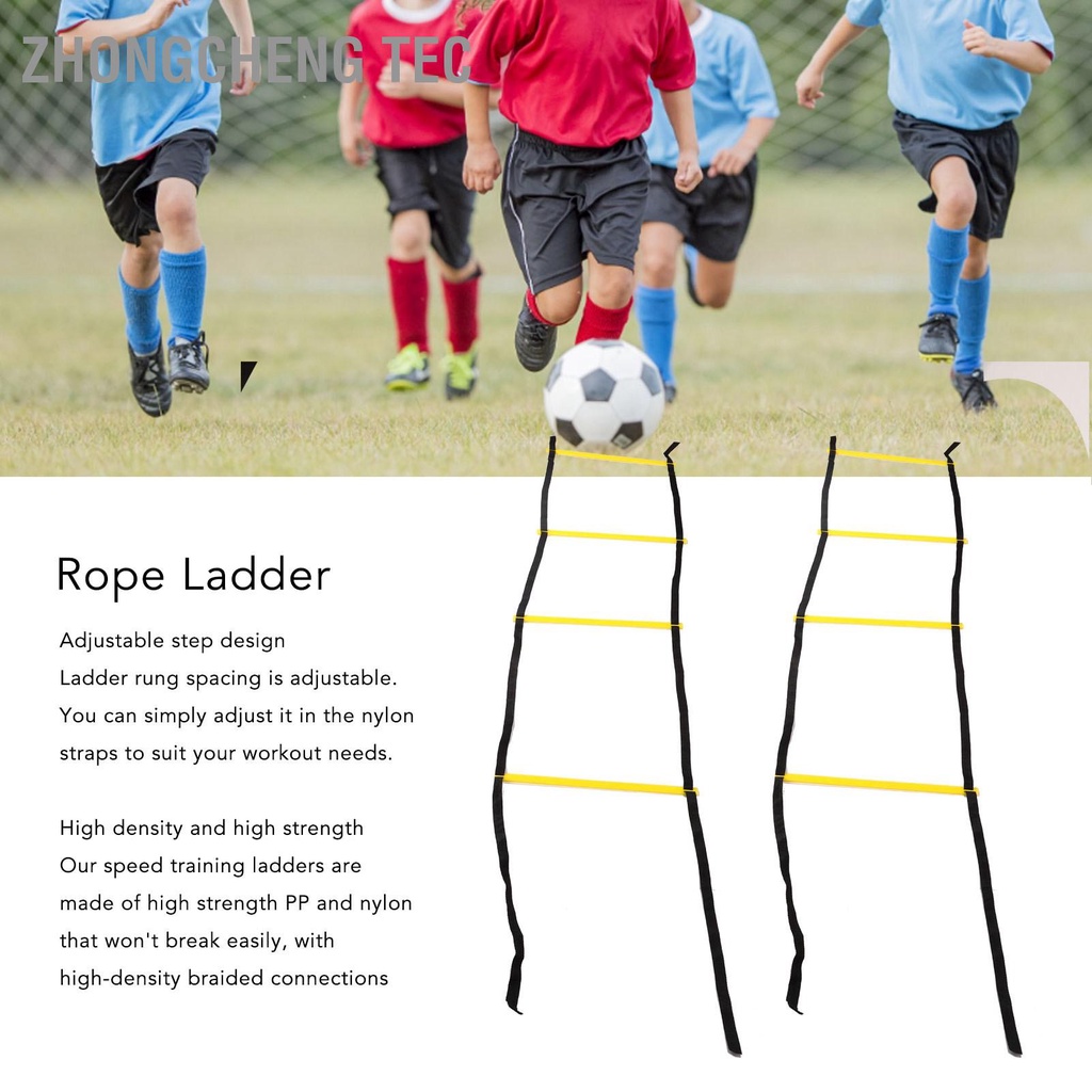 Zhongcheng Tec 2PCS 4 Rung Rope Ladder Speed Training Footwork with ...