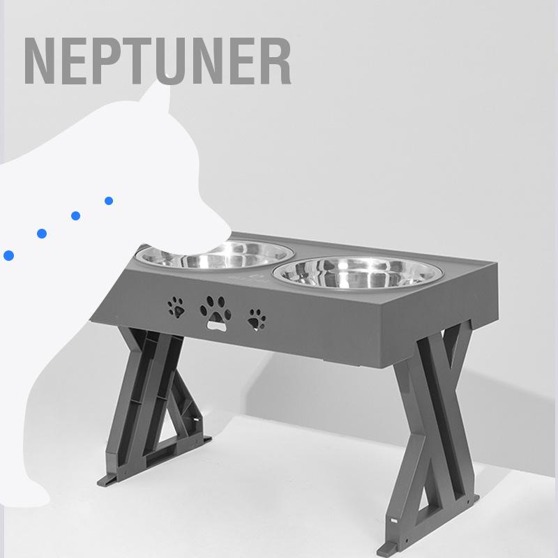 neptuner-ชามสเตนเลส-แบบยกสูง-ปรับได้-สําหรับสุนัข-ลูกสุนัข