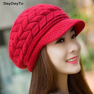Daydayto หมวกบีนนี่ ผ้ากํามะหยี่ถัก สองชั้น ให้ความอบอุ่น แฟชั่นฤดูหนาว สําหรับผู้หญิง
